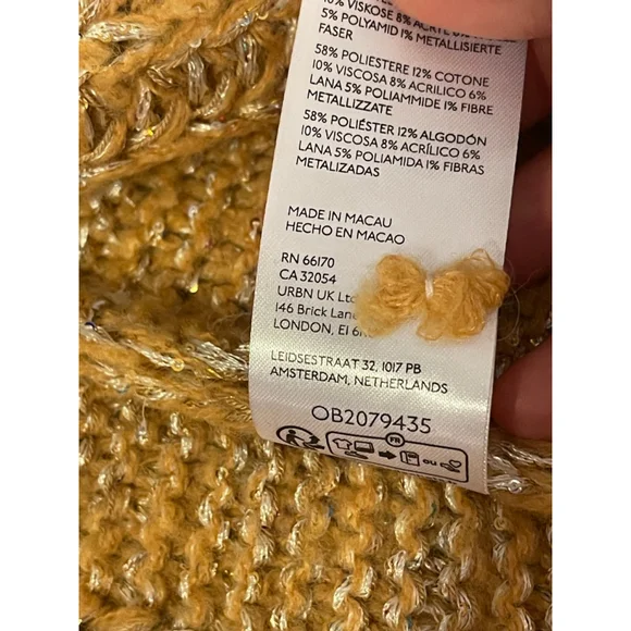 NWT Anthropologie Maeve Ombre Cardigan Sweater M Gold Shimmer Sequins Cape - Picture 15 of 15